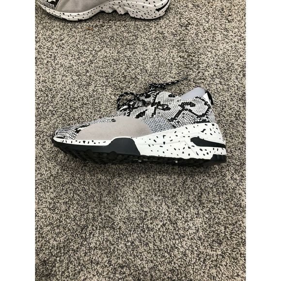 Snake Skin 6.5 Wedge-Sole Sneakers Black Chunky - Picture 2 of 6